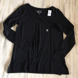LOFT Black Long sleeve tunic tee Sz Small